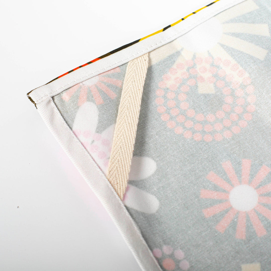 Groovy Floral Retro Kitchen Tea Towel with trim