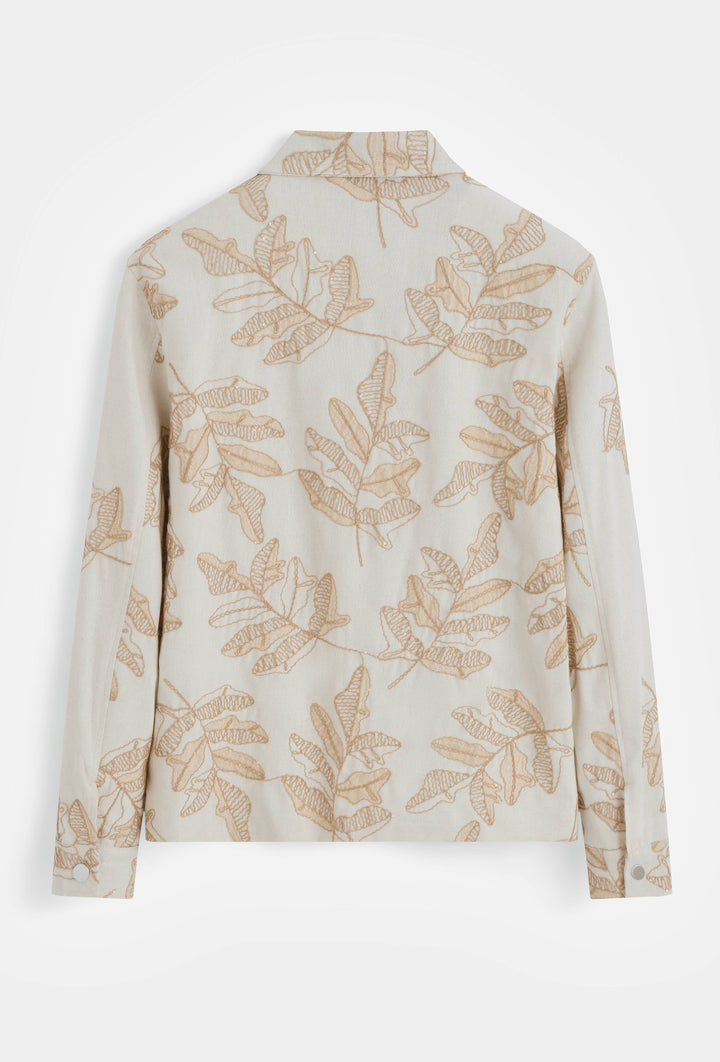 Jacket with Floral Embroidery Beige