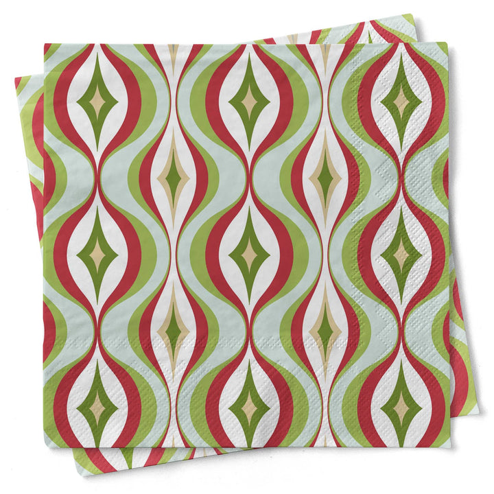 Diamond Wave Mid Century Modern Cocktail Beverage Napkin