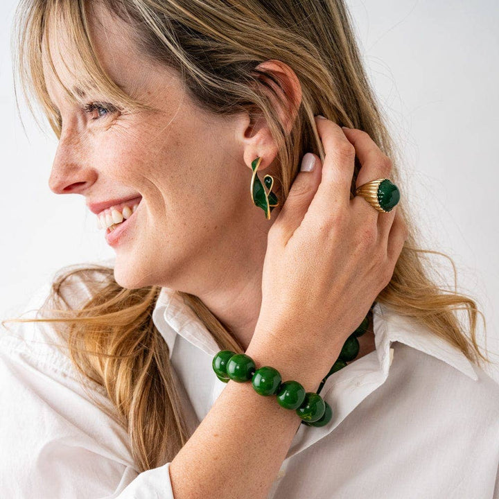 Cece Large Resin Bead Bracelet Green