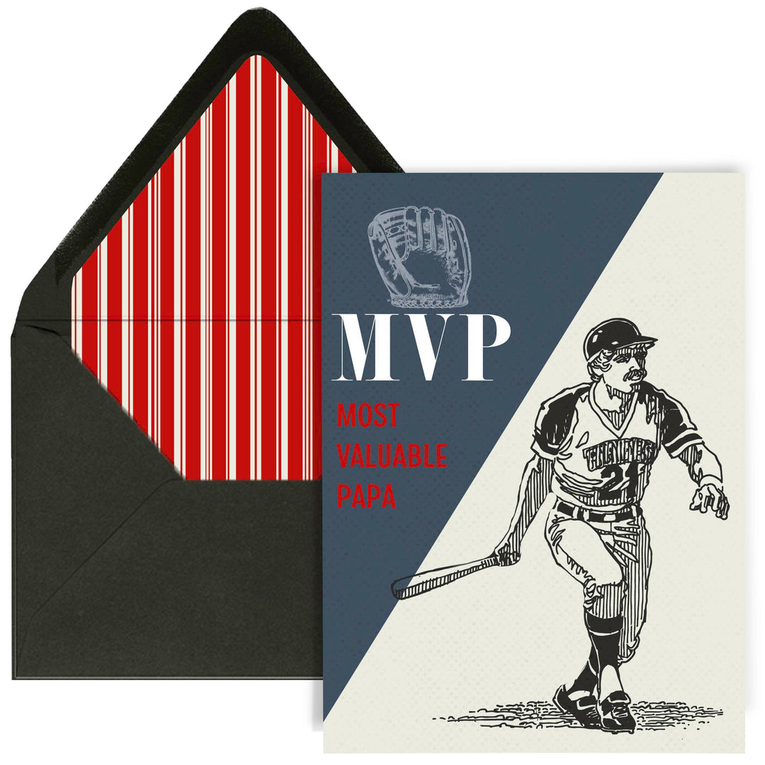 MVP Most Valuable Papa Vintage Baseball Greeting Card
