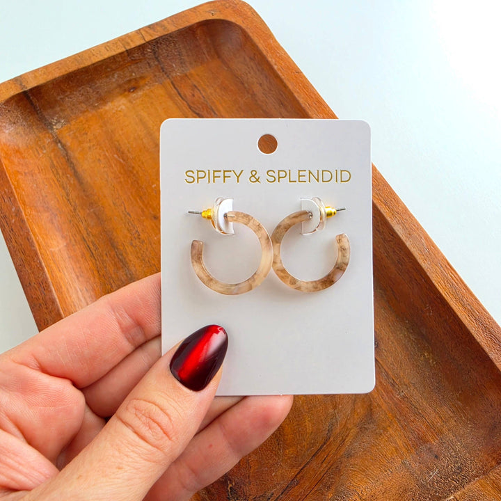 Cam Mini Hoop Earrings - Shimmering Taupe