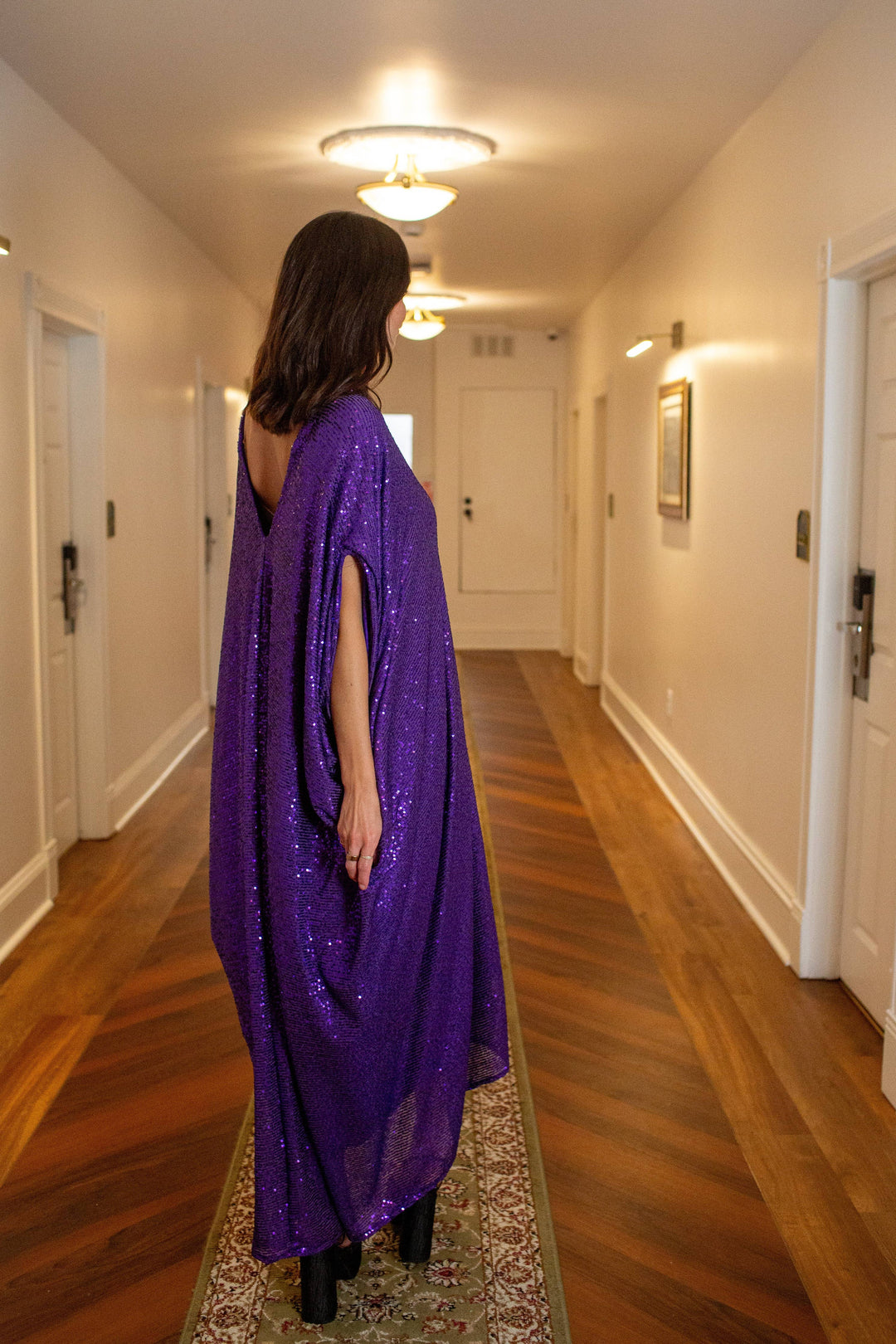 Galactic Grape Sequin Caftan