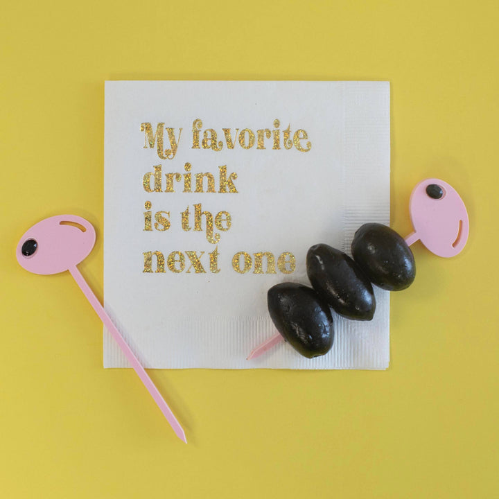 Pink Olive Acrylic Appetizer Cocktail Pick Set of 8
