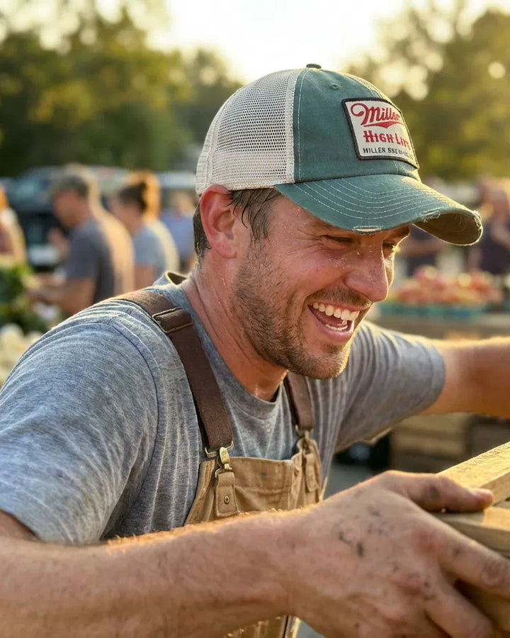 Miller High Life Trucker Hat Orville - Stone/Green