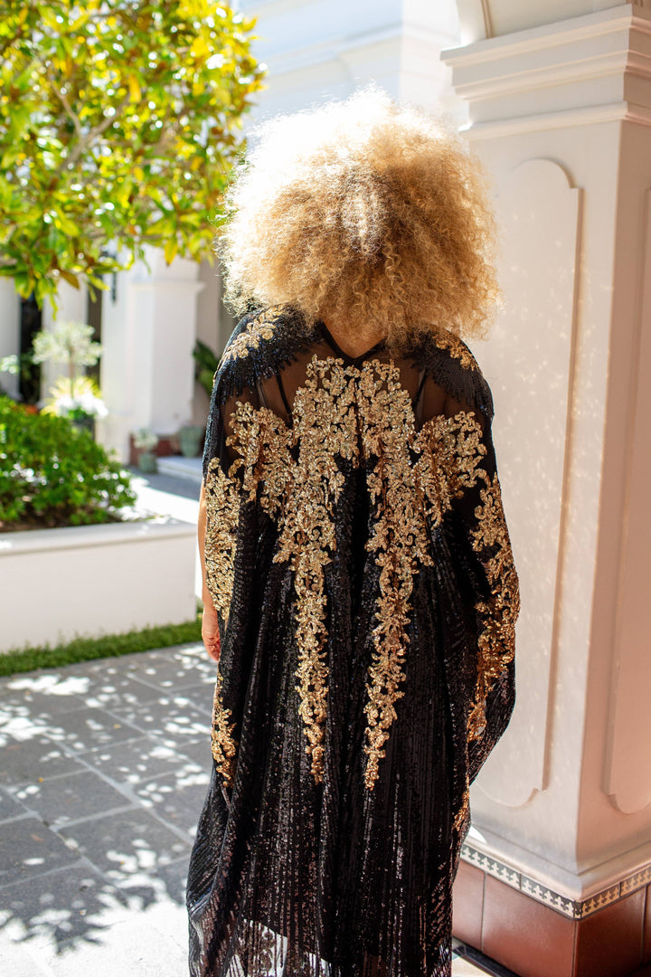 Vamp Gold Sequin Caftan Kaftan Dress