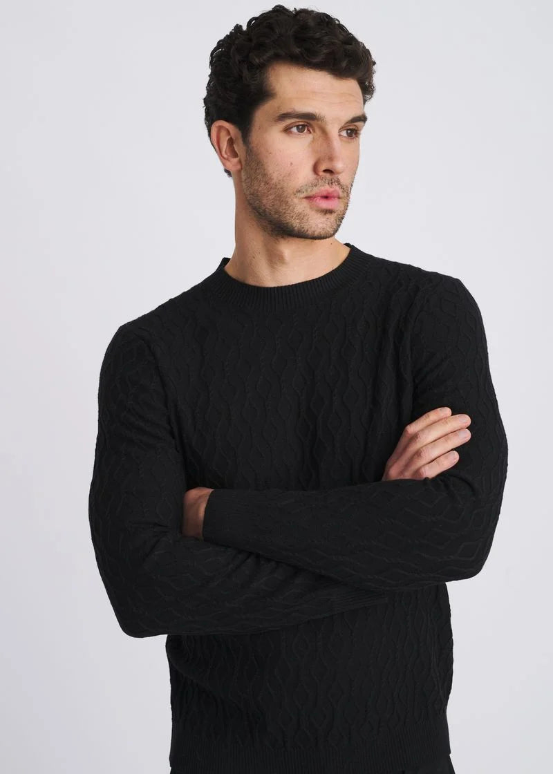 Cable Knit Crew Neck Wool Blend Sweater