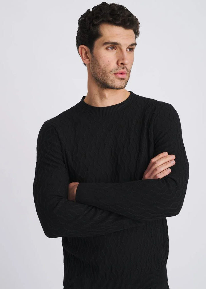 Cable Knit Crew Neck Wool Blend Sweater