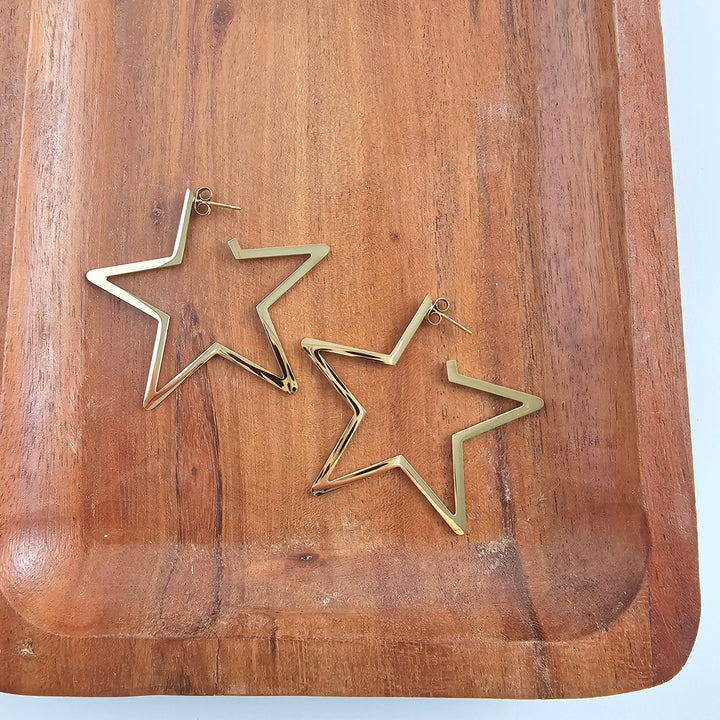 Luxe Star Hoop Earrings - Gold