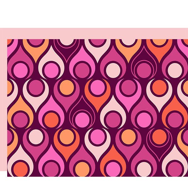 Circle in Teardrop Mid Century Modern Folded Notecard