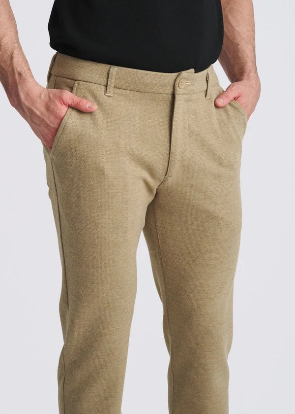 Wool-Look Stretch Knit Tailored Pants