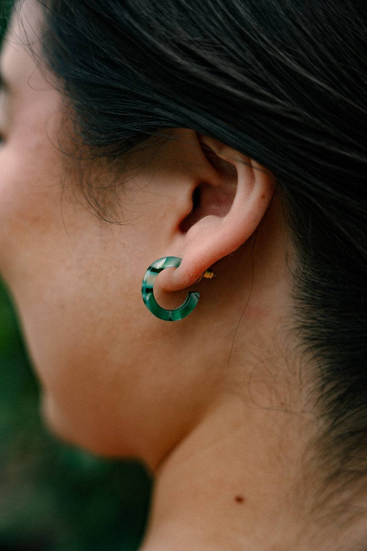Micro Cam Mini Hoops - Palm Lustre // Resort Summer Earrings