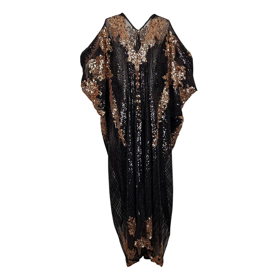 Vamp Gold Sequin Caftan Kaftan Dress