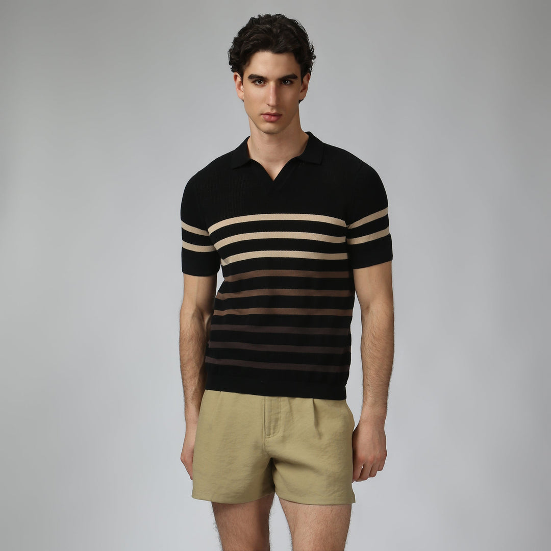 NEW- Black Seabreeze Knit Polo - Parke & Ronen