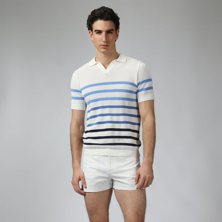 White Seabreeze Knit Polo - Parke & Ronen