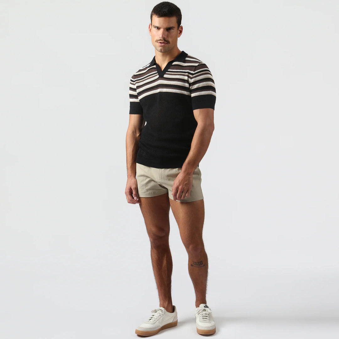 Sismano Knit Polo Black Tan