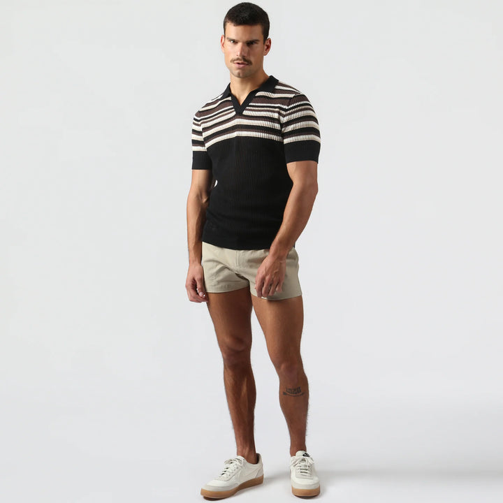 Sismano Knit Polo Black Tan