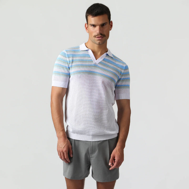 Sismano Knit Polo White Sky