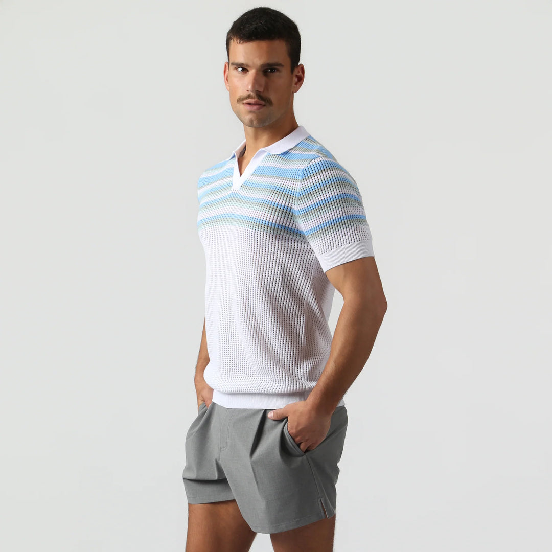 Sismano Knit Polo White Sky
