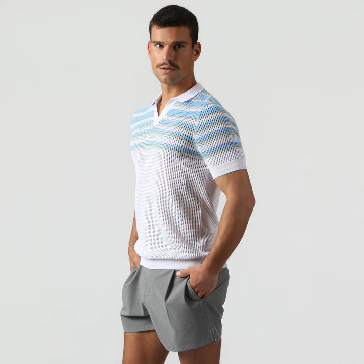 Sismano Knit Polo White Sky