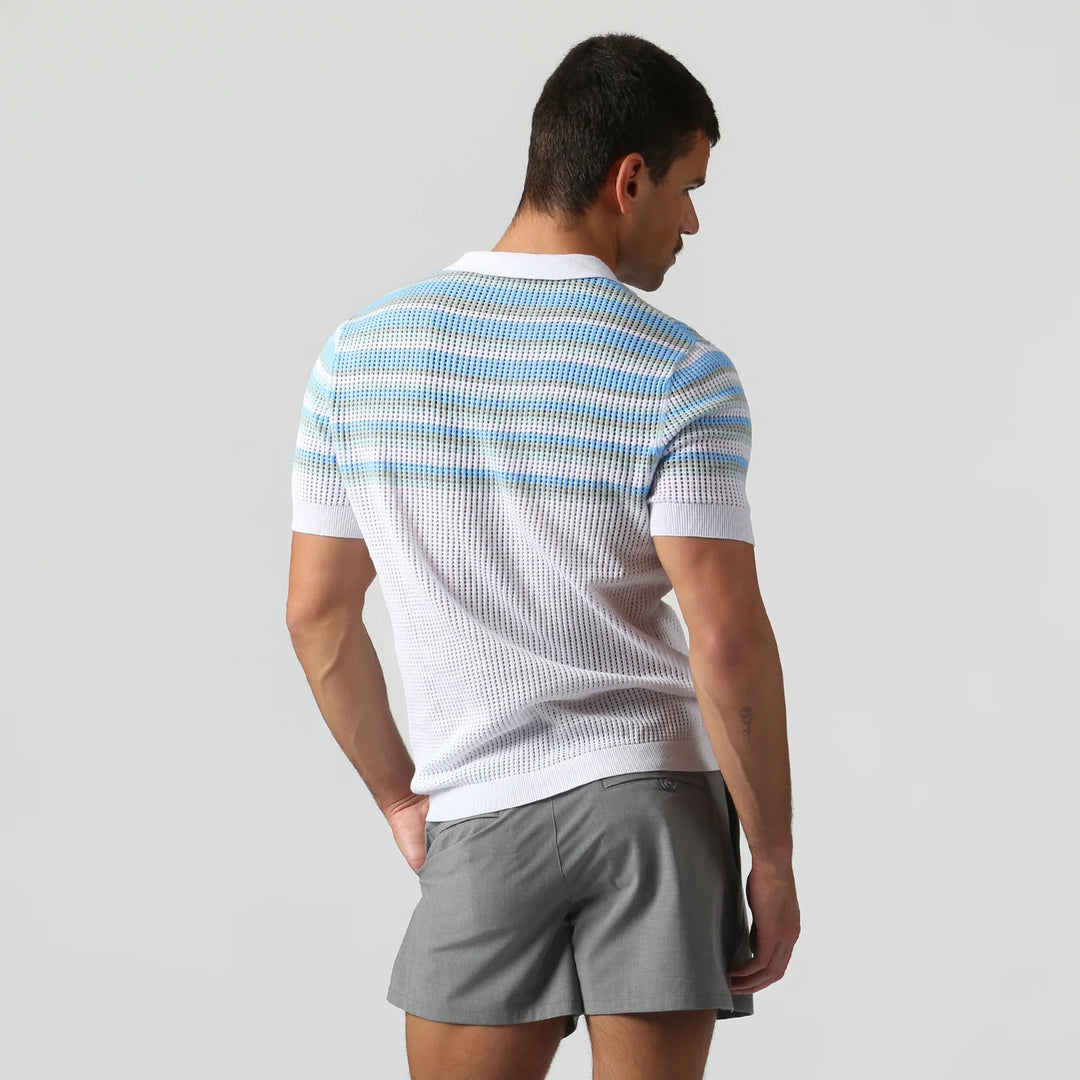 Sismano Knit Polo White Sky