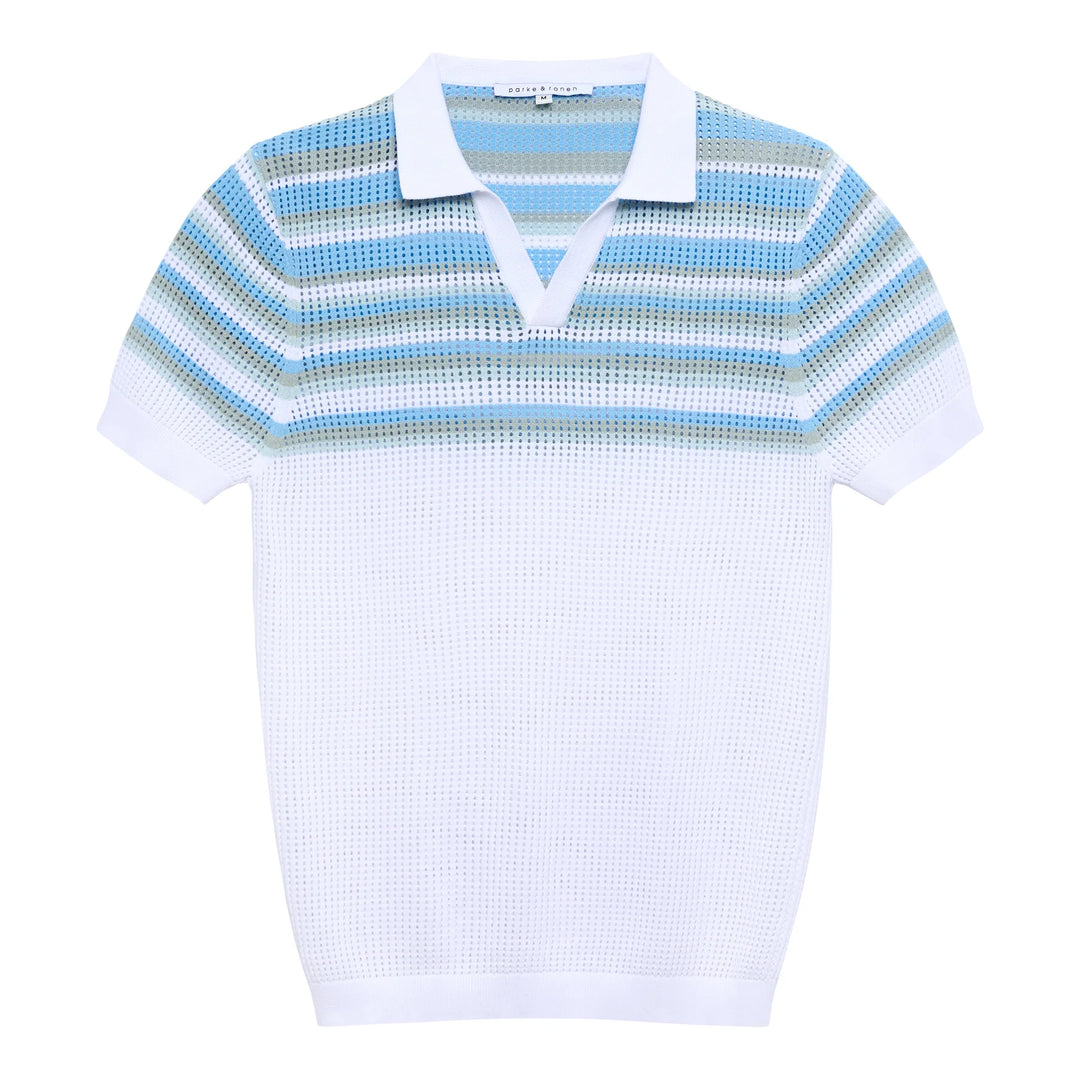 Sismano Knit Polo White Sky