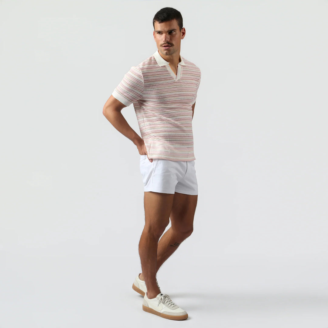 Argento Knit Polo Blush Stripe