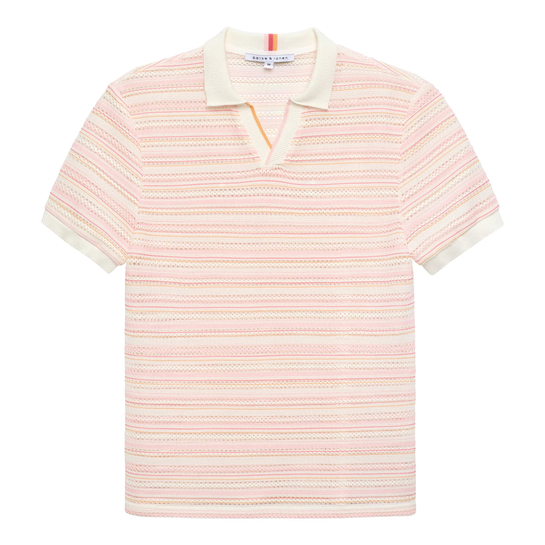 Argento Knit Polo Blush Stripe