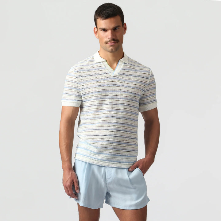 Argento Knit Polo Ice Stripe