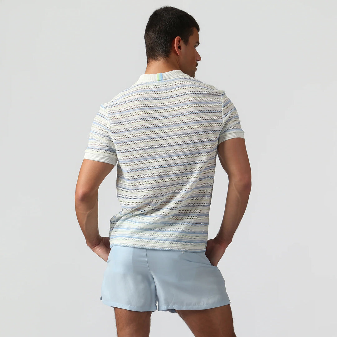 Argento Knit Polo Ice Stripe