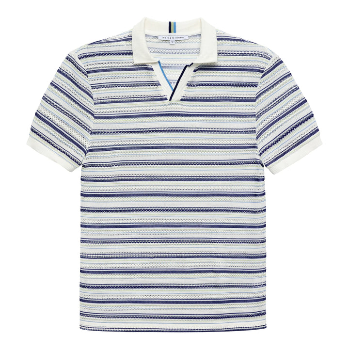 Argento Knit Polo Marine Stripe