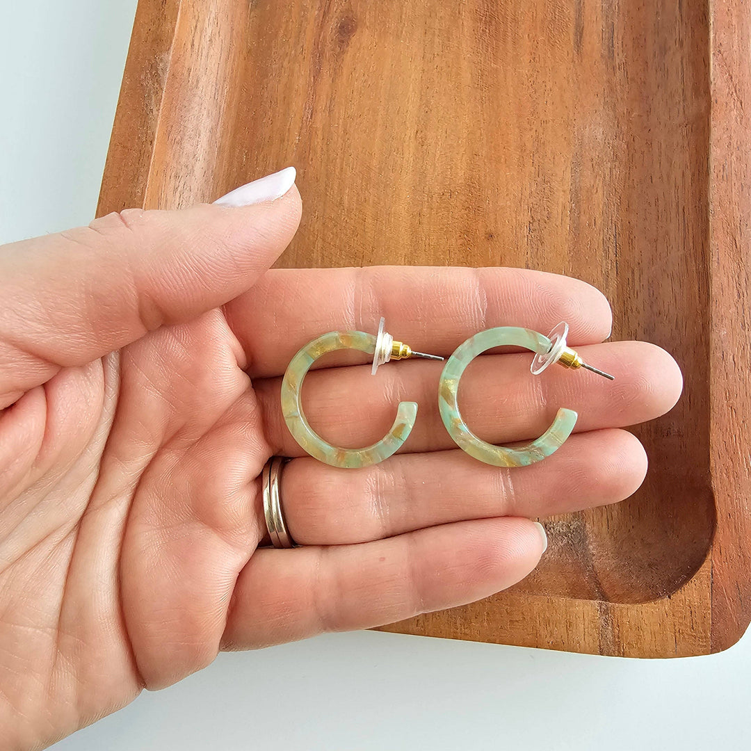 Cam Mini Hoop Earrings - Champagne Mint Earrings