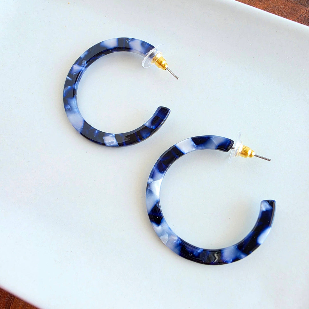 Camy Hoop Earrings - Midnight Marble