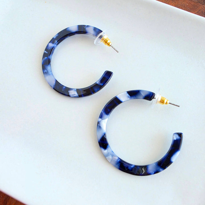Camy Hoop Earrings - Midnight Marble