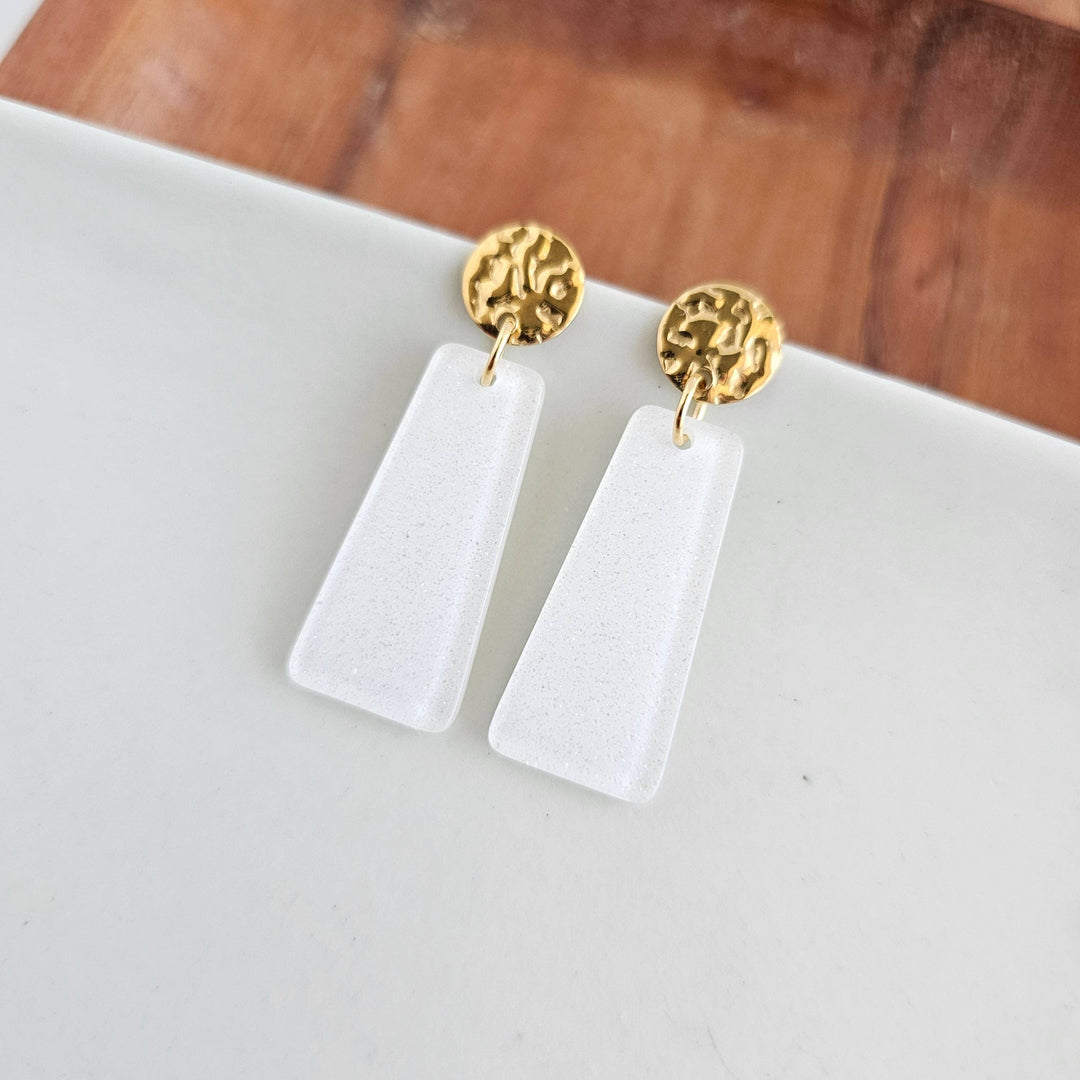 Mia Mini Earrings - White Glitter // Jewelry, Game Day