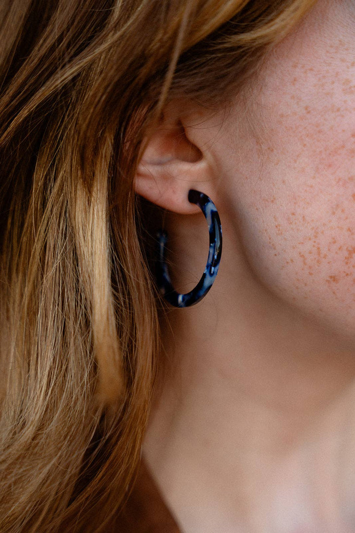 Camy Hoop Earrings - Midnight Marble