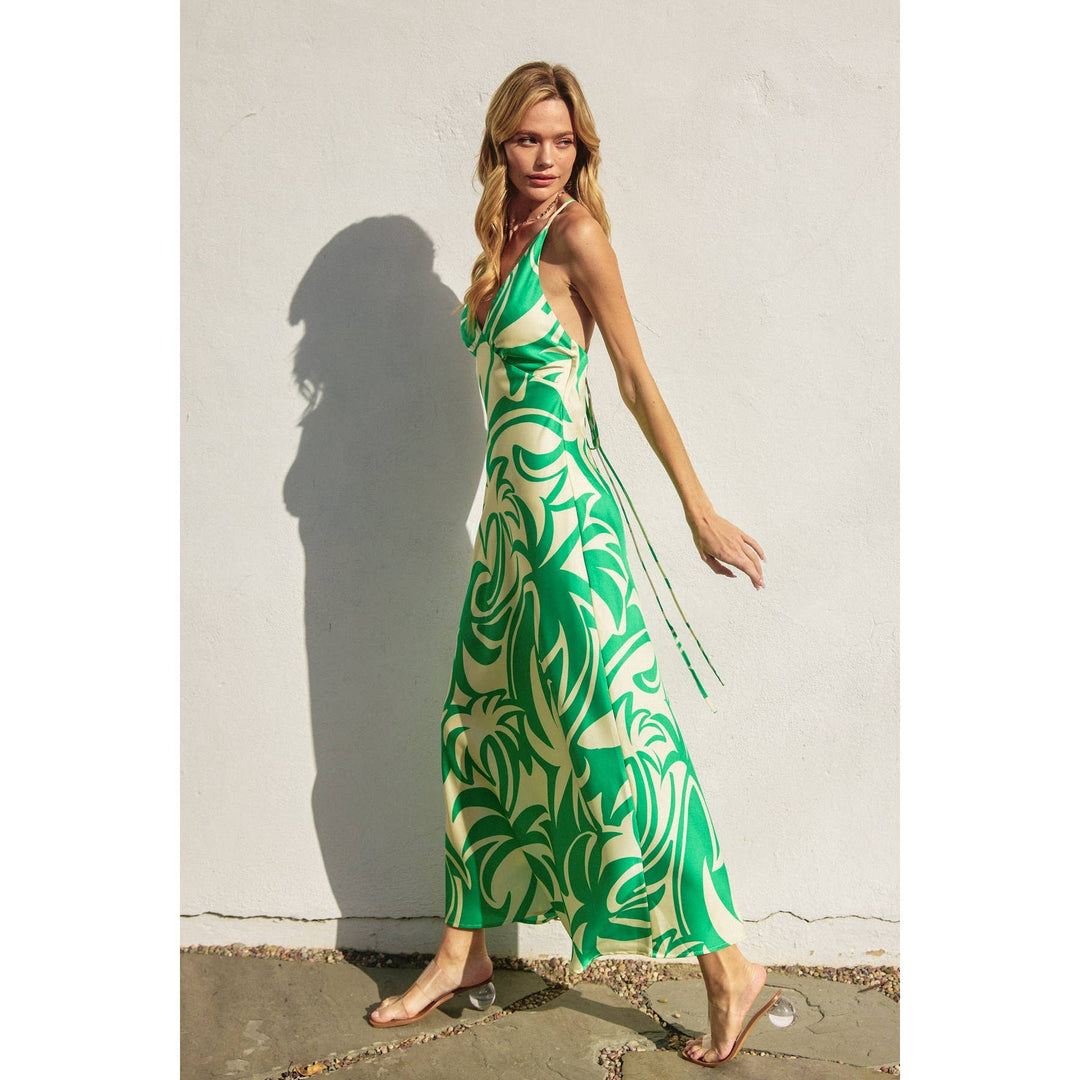 Lucky Girl Chevron Seam Cross Back Maxi Dress