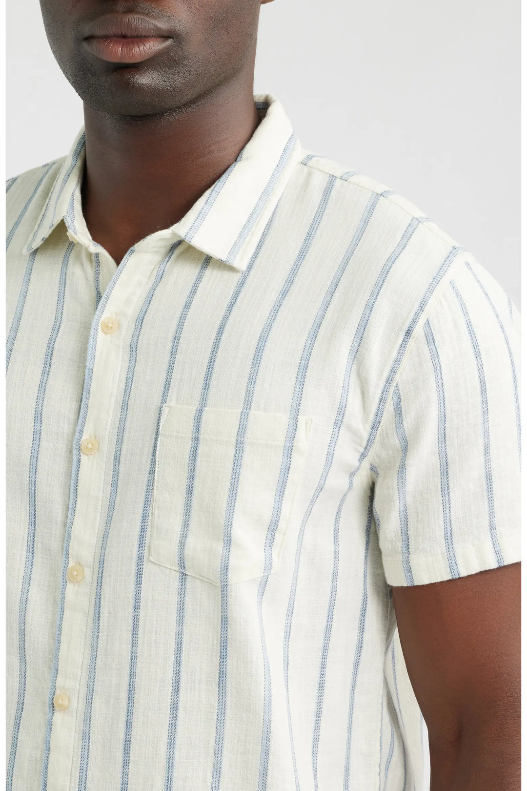 Classic Stretch Selvage Shirt - Natural/Navy Stripe