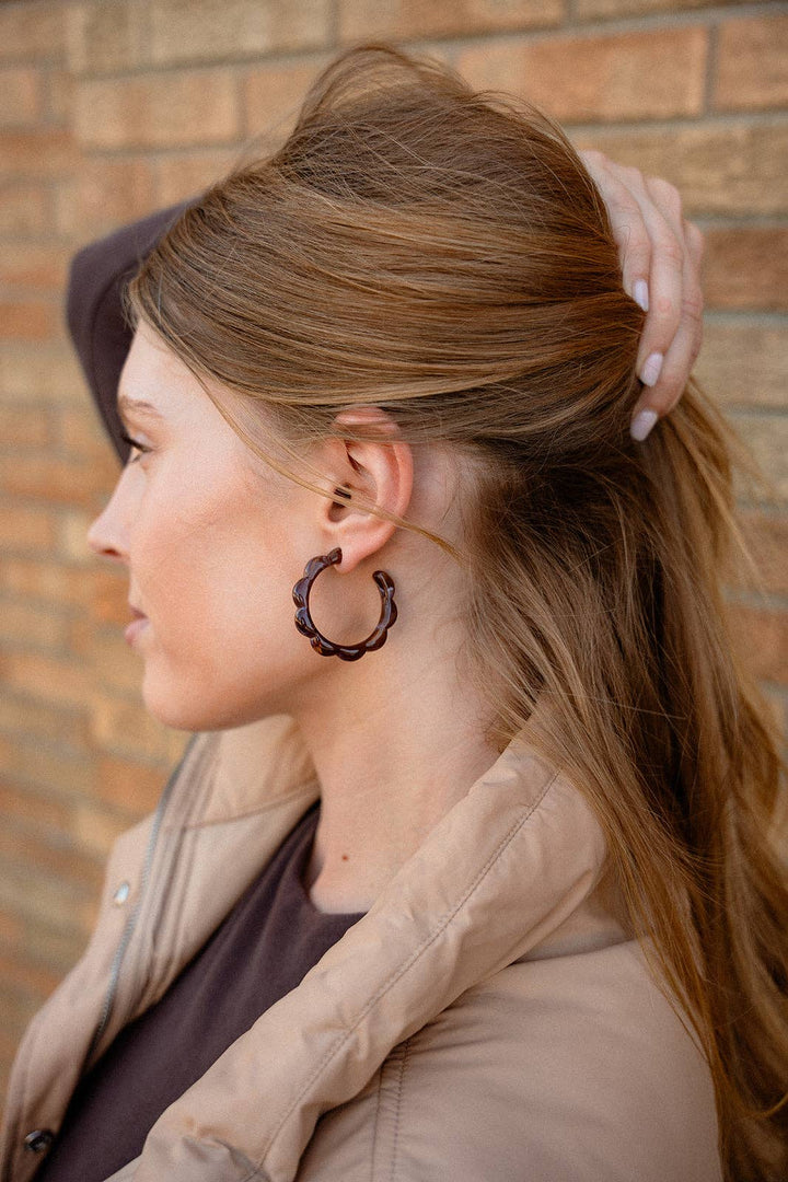Scarlett Hoop Earrings - Cocoa Brown