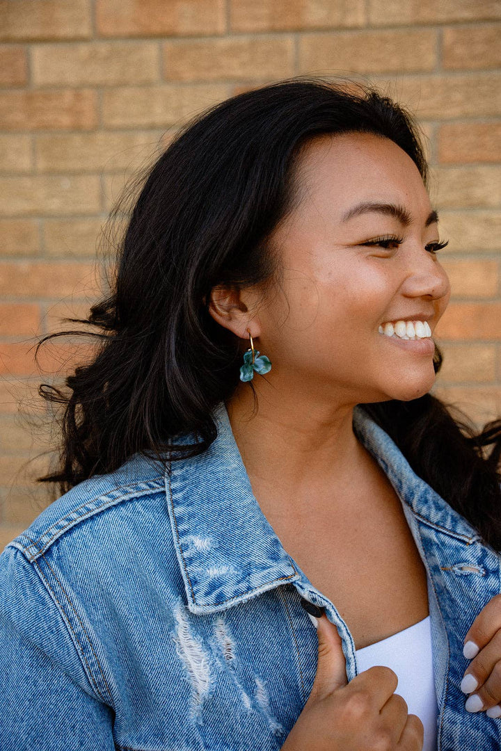 Magnolia Hoop Earrings - Alpine Green