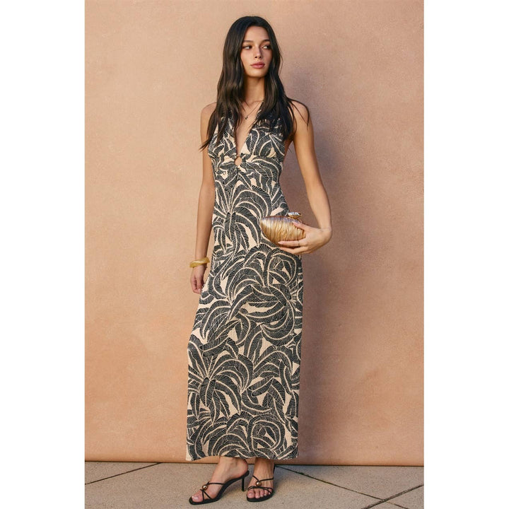 Saltwater Blush Halter O Ring Maxi Dress
