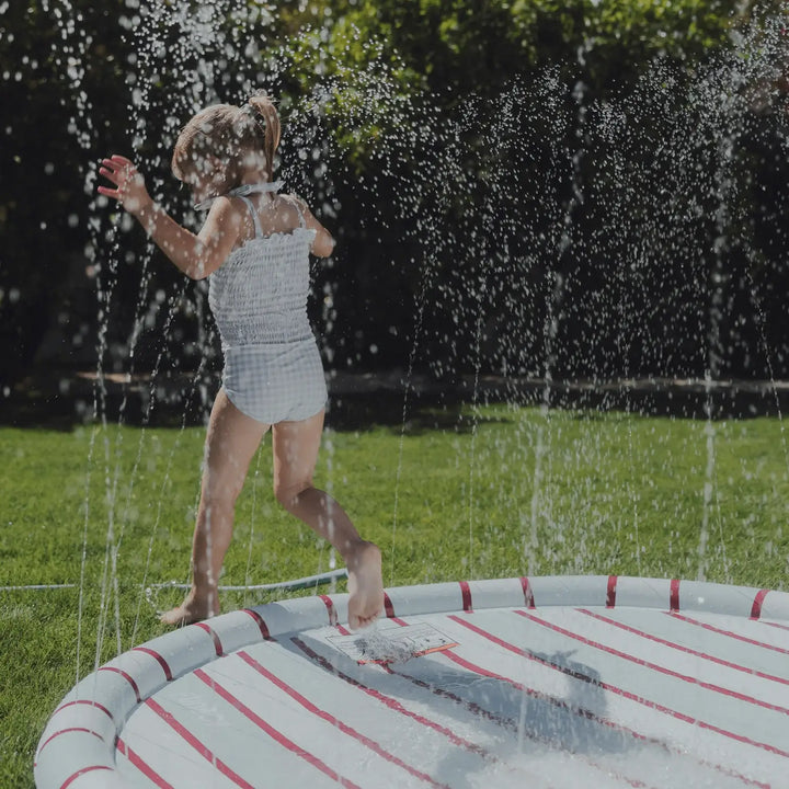 Kids Splash Pad  Blue And Red Striped