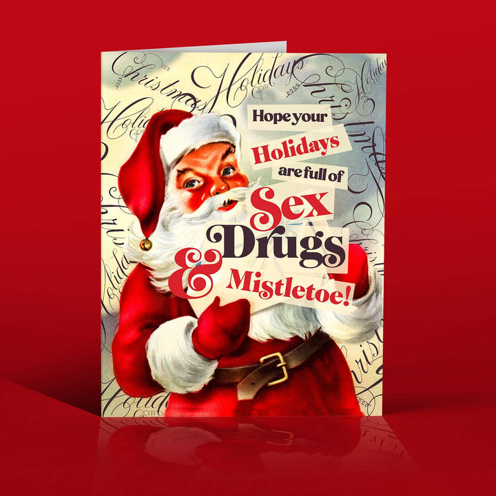 Sex+Drugs+Santa Christmas Card