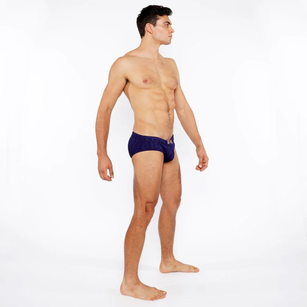 Navy Arrows Textured Swim Brief W/Buckle St-8021-01
