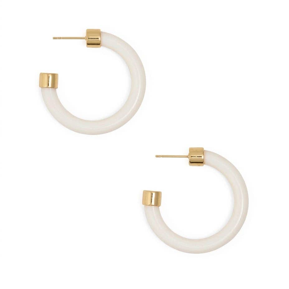 Winona Shiny Resin Hoop Earrings White