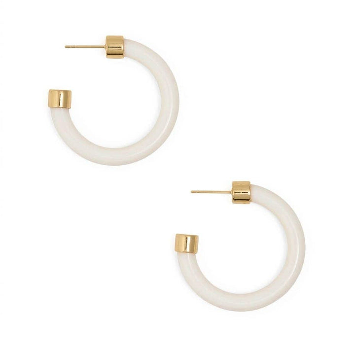 Winona Shiny Resin Hoop Earrings White