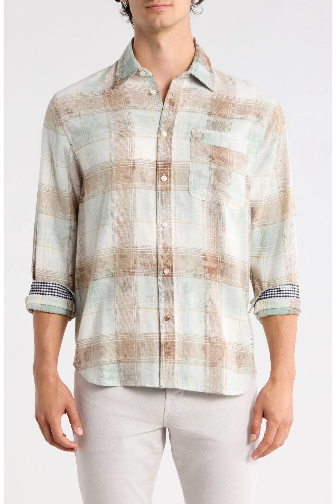 Washed Check Relaxed-Fit Shirt Tahitian Teal Check