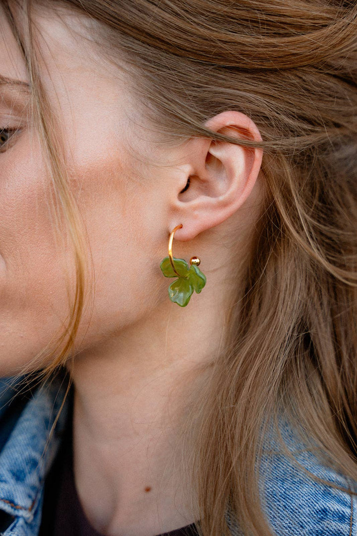 Magnolia Hoop Earrings - Olive Green
