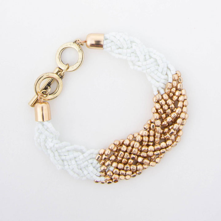 Camila Braided Two-Tone Seed Bead Toggle Bracelet