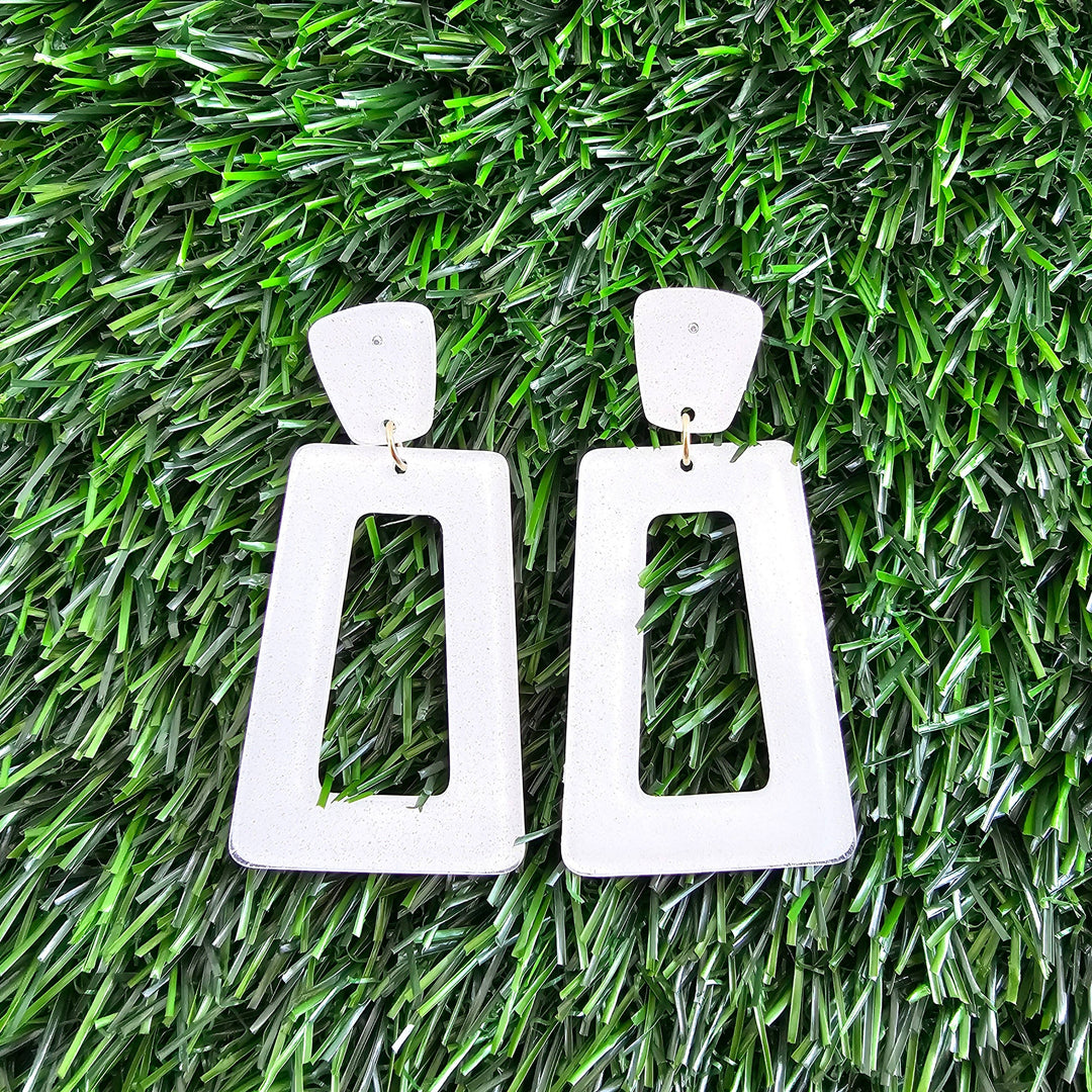 Avery Earrings - White Glitter // Jewelry, Game Day